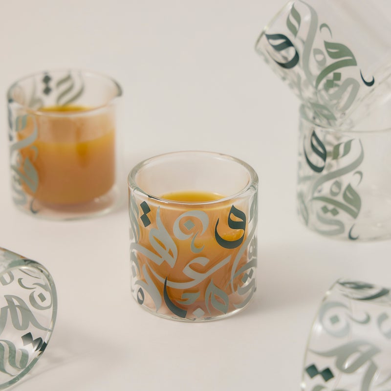 Dallaty green glass Saudi coffee cups 6 pcs - Image 4