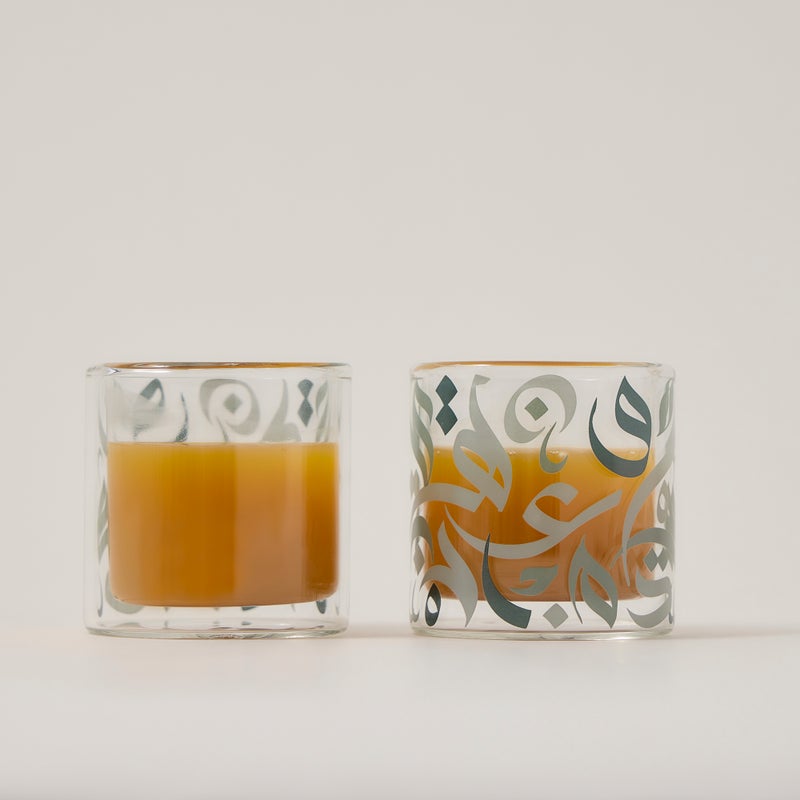 Dallaty green glass Saudi coffee cups 6 pcs - Image 1