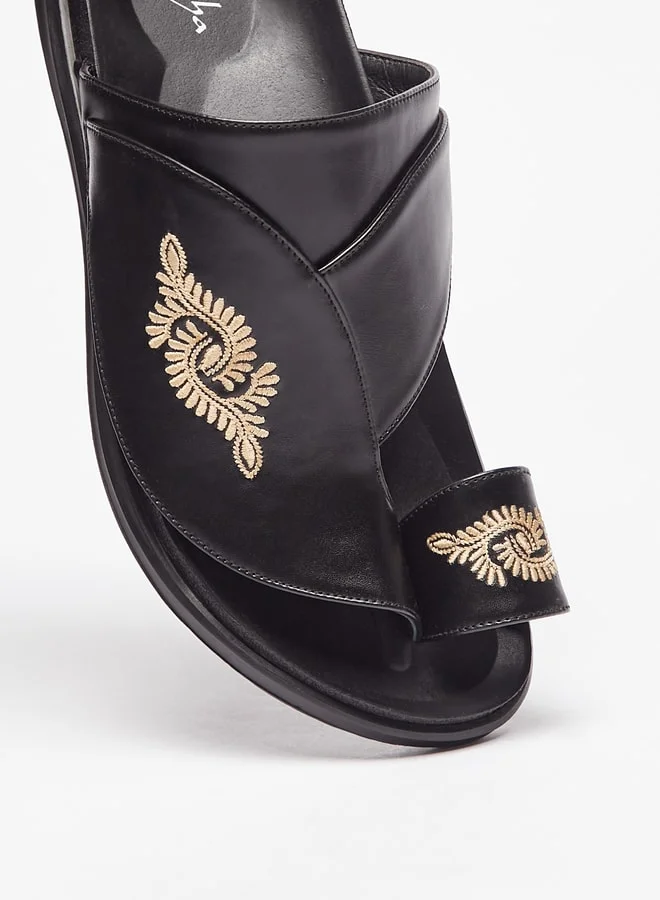 Al Waha Mens Embroidered SlipOn Arabic Sandals