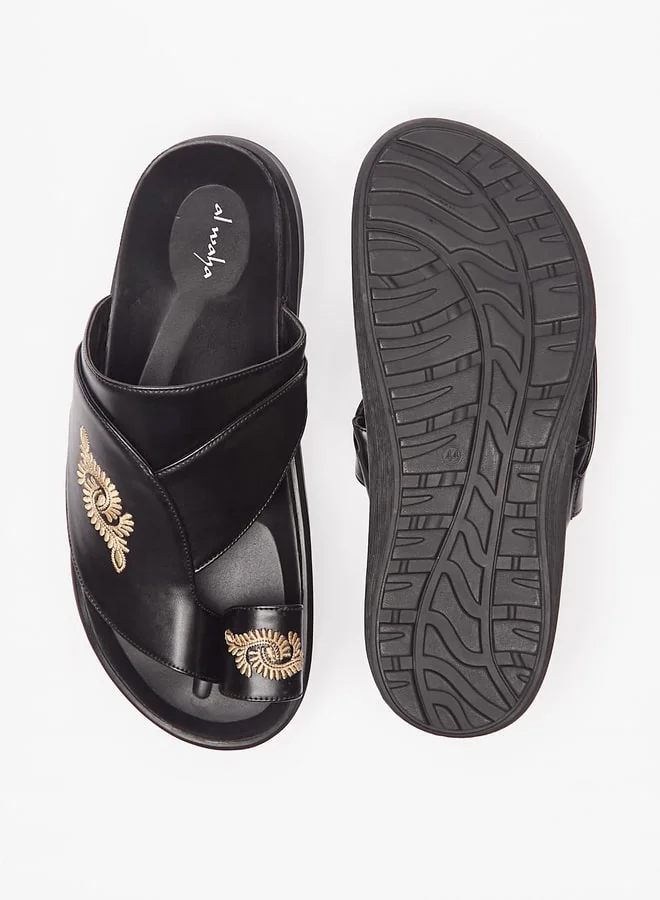 Al Waha Mens Embroidered SlipOn Arabic Sandals