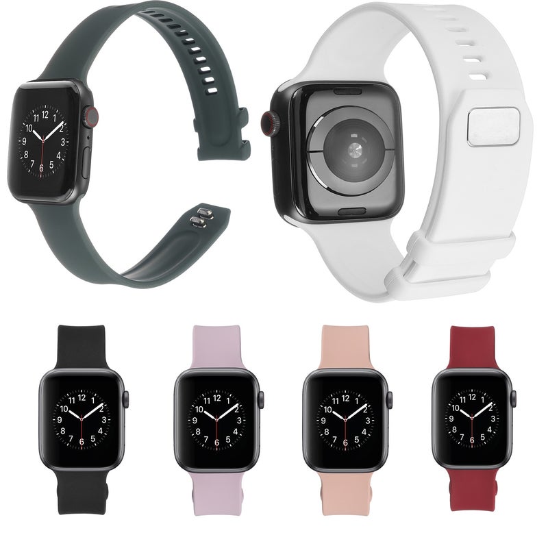 Square Buckle Silicone Watch Band For Apple Watch Ultra 49mm&Watch Ultra 2 49mm / Series 9&8&7 45mm / SE 3&SE 2&6&SE&5&4 44mm / 3&2&1 42mm(Purple)