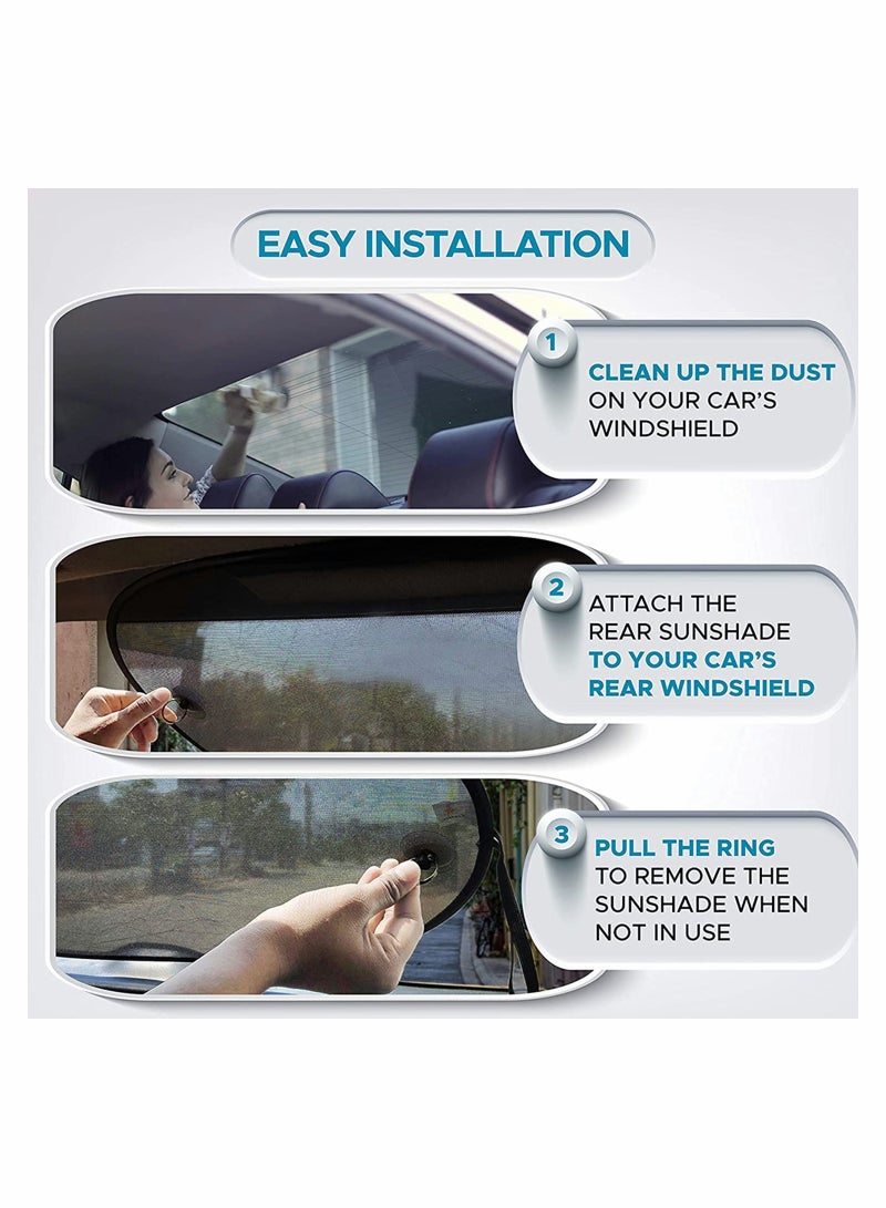 KASTWAVE Car Window Shade Car Rear Windshield Sunshade, Screen Mesh Cover | Universal Mesh Back Window Visor with Suction Cup | UV/Sun/Glare Protection for Baby Fit for Car/SUV (40" x 20") - Image 4