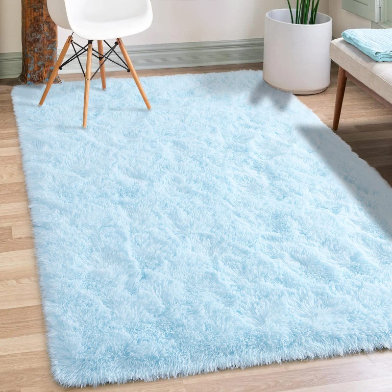 Merelax Soft Modern Indoor Shaggy Area Rug for Bedroom Livingroom Dorm Kids Room Home Decorative, Non-Slip Plush Fluffy Furry Fur Rugs Comfy Nursery Accent Floor Carpet 3x5 Feet, Baby Blue - Image 1
