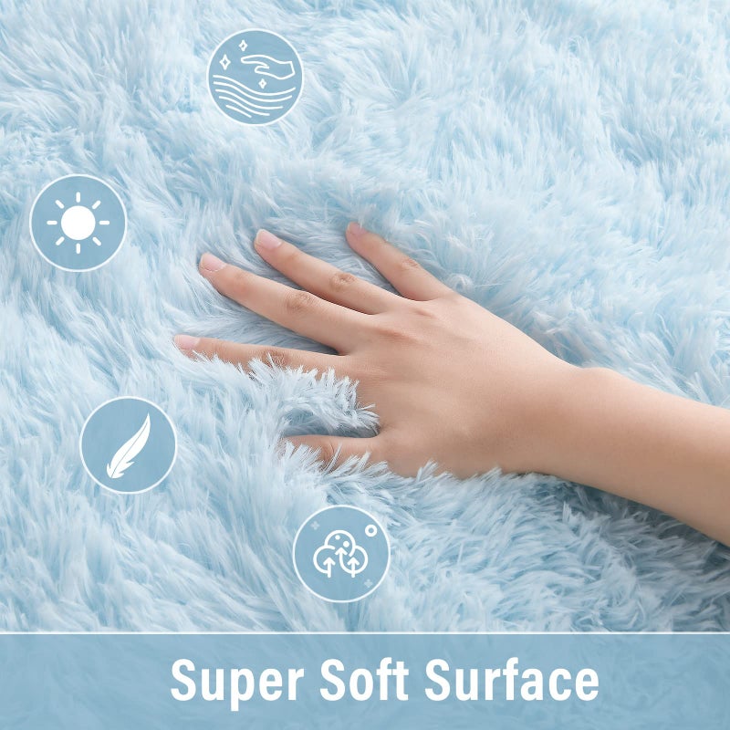 Merelax Soft Modern Indoor Shaggy Area Rug for Bedroom Livingroom Dorm Kids Room Home Decorative, Non-Slip Plush Fluffy Furry Fur Rugs Comfy Nursery Accent Floor Carpet 3x5 Feet, Baby Blue - Image 5