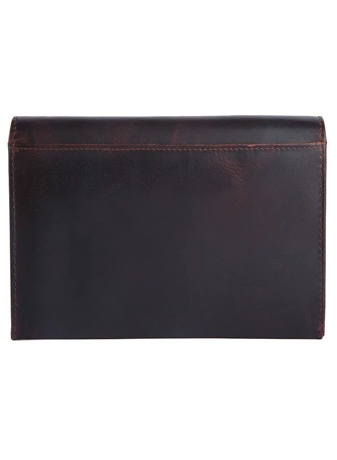 Brooklyn Bridge® Genuine Leather Clutch Wallet for Women Accordion Purse with Coin Chain Pocket and Two ID Window (Oil Pull Up Leather, Oil Pull UP Brown 1) - Image 3