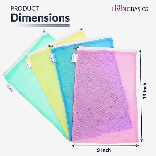 LivingBasics Set of 12 Reusable Double Layer Mesh Fridge/Refrigerator Bags/Pouches for Storage of Fruits, Vegetables & Accessories/Vegetable Bags for Fridge Storage (Multicolor) - Image 2