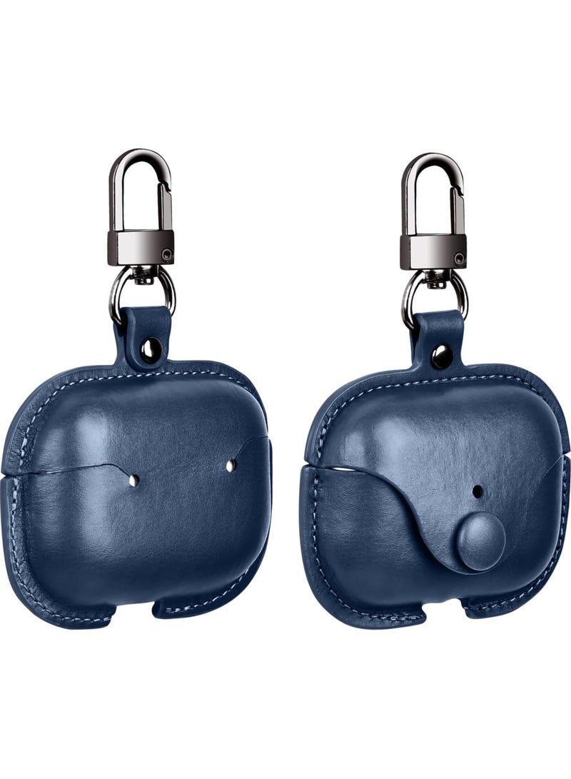 Airpods 3 Protective Case Leather material Protective Cover with Keychain Visible & Supports Wireless Charging Accessrioes for Airpods 3 Case (Oxford Blue) - Image 1