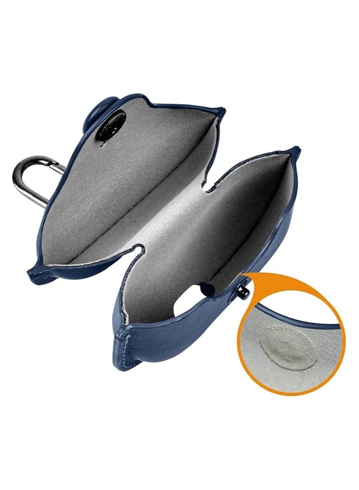 Airpods 3 Protective Case Leather material Protective Cover with Keychain Visible & Supports Wireless Charging Accessrioes for Airpods 3 Case (Oxford Blue) - Image 3