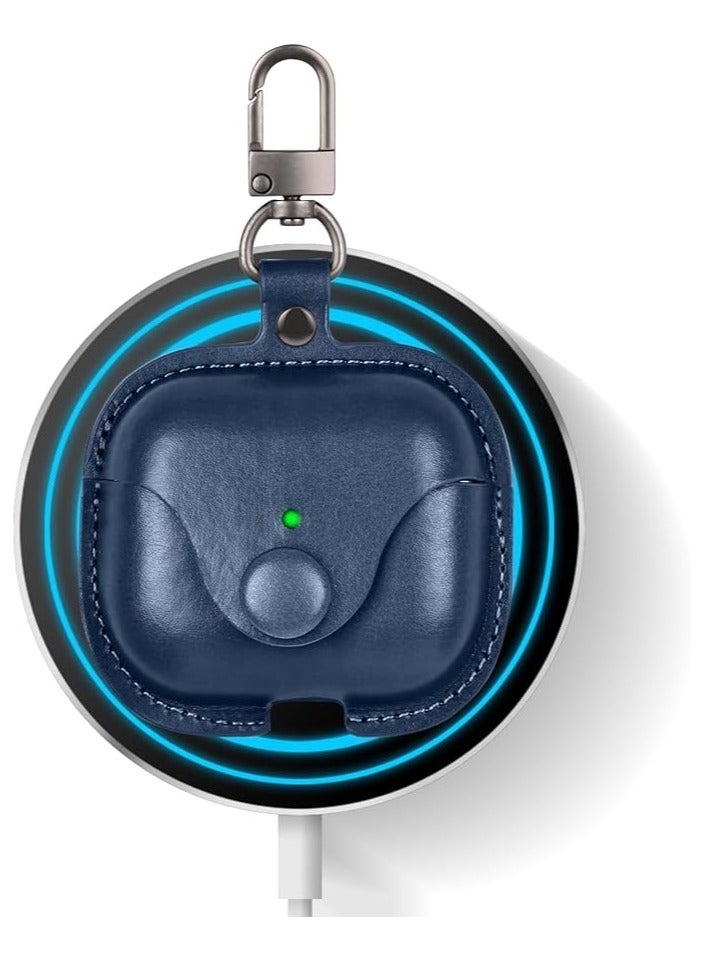 Airpods 3 Protective Case Leather material Protective Cover with Keychain Visible & Supports Wireless Charging Accessrioes for Airpods 3 Case (Oxford Blue) - Image 5