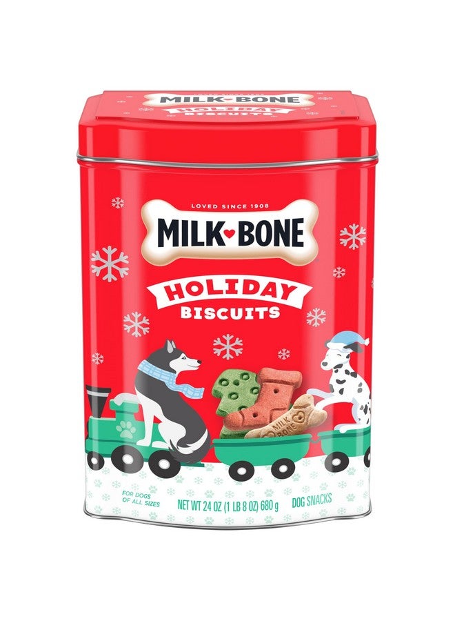 MILK-BONE Limited Edition Holiday Dog Treats, Small Biscuits, 24 Ounce Reusable Tin  - Image 1