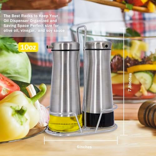 Aelga Oil And Vinegar Dispenser Set with Caddy - 2 Pack Oil Dispenser Bottle for Kitchen with No-Drip - Kitchen Decor and Accessories for Home Restaurants Weddings - Image 3