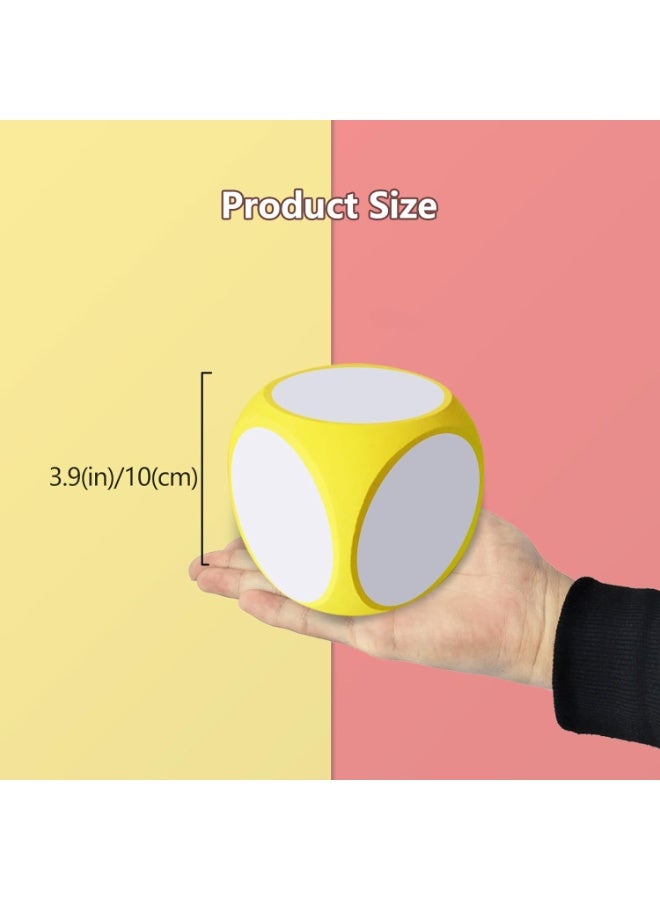 Dry Erase Dice Set Foam Cube DIY Blank Dice with 6 Pcs Blank Stickers for Classroom Kindergarten Learning Activities Teacher Supplies 4 Inch (Yellow) - Image 5