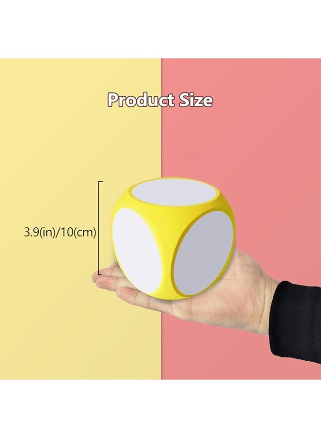 Dry Erase Dice Set Foam Cube DIY Blank Dice with 6 Pcs Blank Stickers for Classroom Kindergarten Learning Activities Teacher Supplies 4 Inch (Yellow) - Image 3