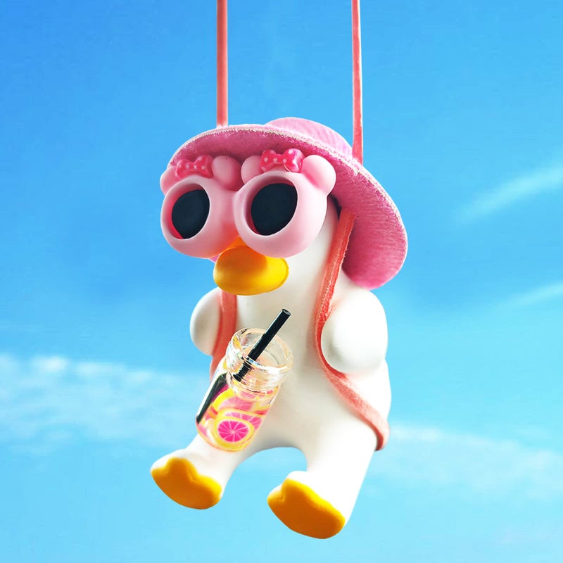 Motaney Swinging Duck Car Hanging Ornament Pink Car Mirror Hanging Accessories Cute Car Charm Pendant Rear View Mirror Accessories Car Interior Accessories Small Gifts OfficeHomeRoom Decor - Image 3