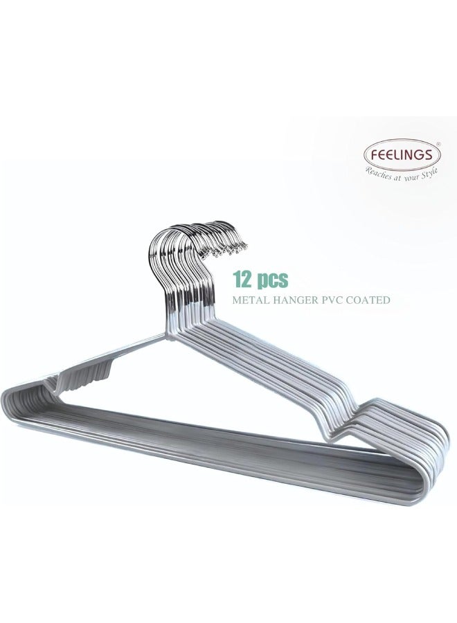 Feelings Metal Hanger PVC Coated Grey 12Pcs Set 40Cm - Image 2