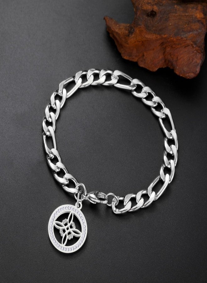 EUEAVAN Witches Knot Bracelet for Women Rhinestone Celtic Knot Anklet Nudo De Bruja Good Luck Triquetra Trinity Wicca Jewelry Irish Gifts (silver1) - Image 5