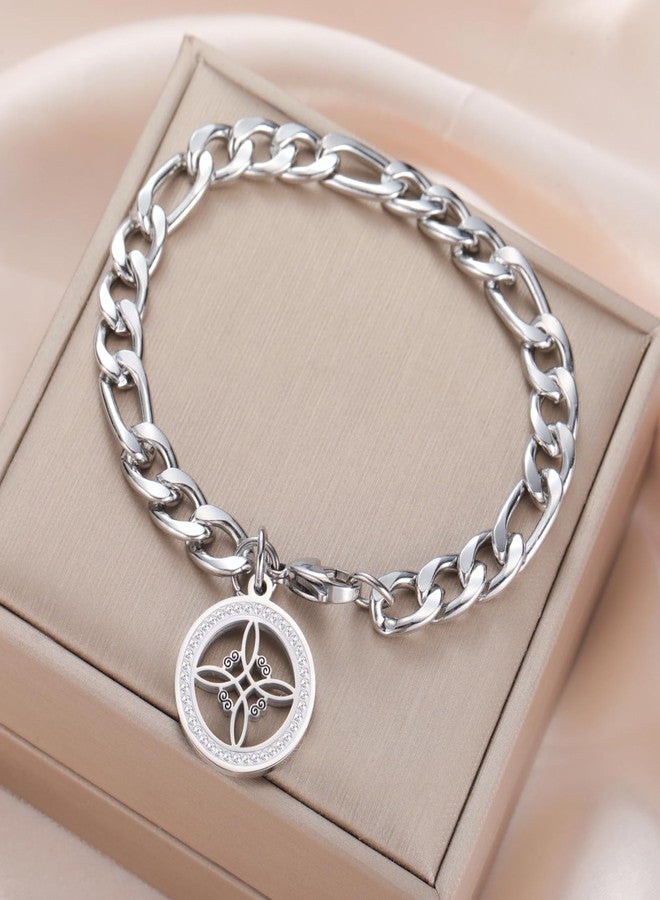 EUEAVAN Witches Knot Bracelet for Women Rhinestone Celtic Knot Anklet Nudo De Bruja Good Luck Triquetra Trinity Wicca Jewelry Irish Gifts (silver1) - Image 3