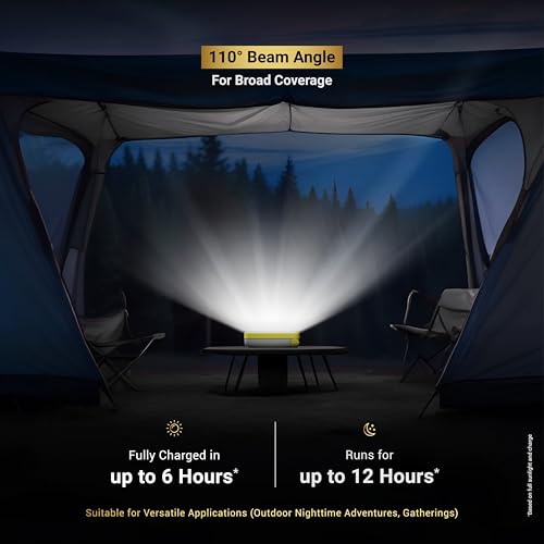 Dylect® Luxe Solar Camping Light – Portable LED for Camping, Hiking & Outdoor Use |2 in 1 Charging- Solar & USB Type-C 220v, Power Bank & Hazard Lighting| IP64 Waterproof| ABS Built (Green) - Image 5