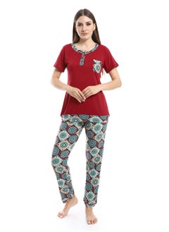 Caesar Women Pajama Set With Half Sleeves And Printed Photo  - Image 1