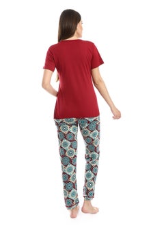 Caesar Women Pajama Set With Half Sleeves And Printed Photo  - Image 4