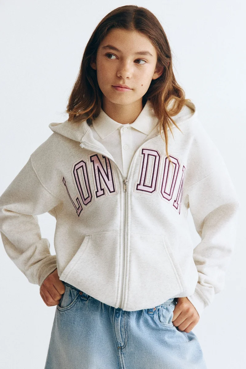 H&M Print-motif zip-through hoodie