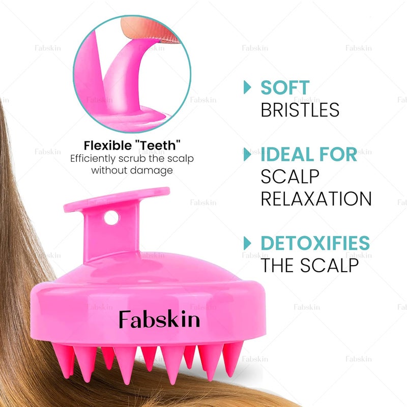 Fabskin ليفة للاستحمام وفرشاة تدليك فروة الرأس للرجال والنساء | وردي - Image 4
