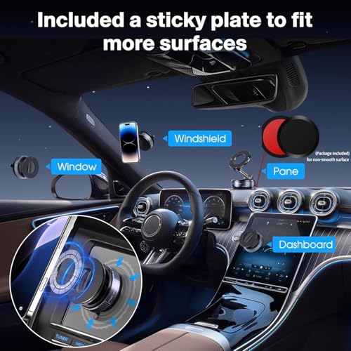 ADOFYS Upgraded Vacuum Magnetic Car Phone Holder 360° Reinforced 96LBS Ultra Suction Cup Mount for MagSafe Cell Phone Holders for Your Car/Gym/Mirror Mount for iPhone & Android - Image 2