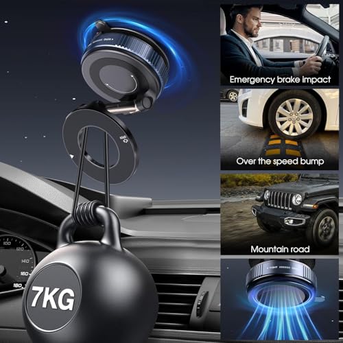 ADOFYS Upgraded Vacuum Magnetic Car Phone Holder 360° Reinforced 96LBS Ultra Suction Cup Mount for MagSafe Cell Phone Holders for Your Car/Gym/Mirror Mount for iPhone & Android - Image 5