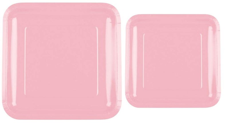 Oojami Oojami 100 Count Light Pink Paper Plates Set  50 9Inch Dinner  50 7Inch Dessert Plates Square Disposable Tableware for Baby Showers Birthdays Bridal Parties and Special Events