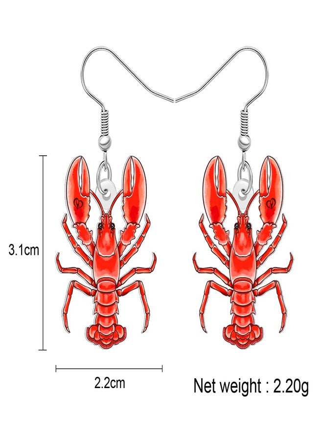 NEWEI Acrylic Cute Sea Animal Lobster with Starfish Dangle Earrings for Women Funny Shrimp Jewelry Accessories Gifts for Beach Lovers Vacation Party Charms (Red) - Image 5