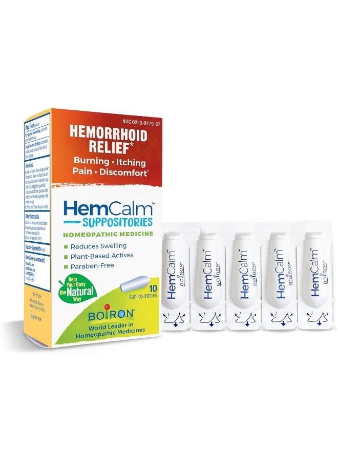 Boiron Boiron HemCalm Suppositories for Hemorrhoid Relief of Pain, Itching, Swelling or Discomfort - 10 Count  - Image 1