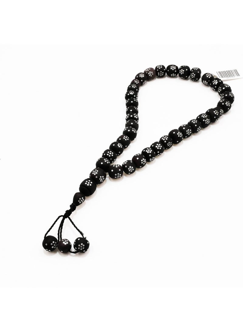 Lebit Tamr Date Pit Rosary Prayer Beads – 33 Beads, 9.5–10mm Round Tasbih - Image 3