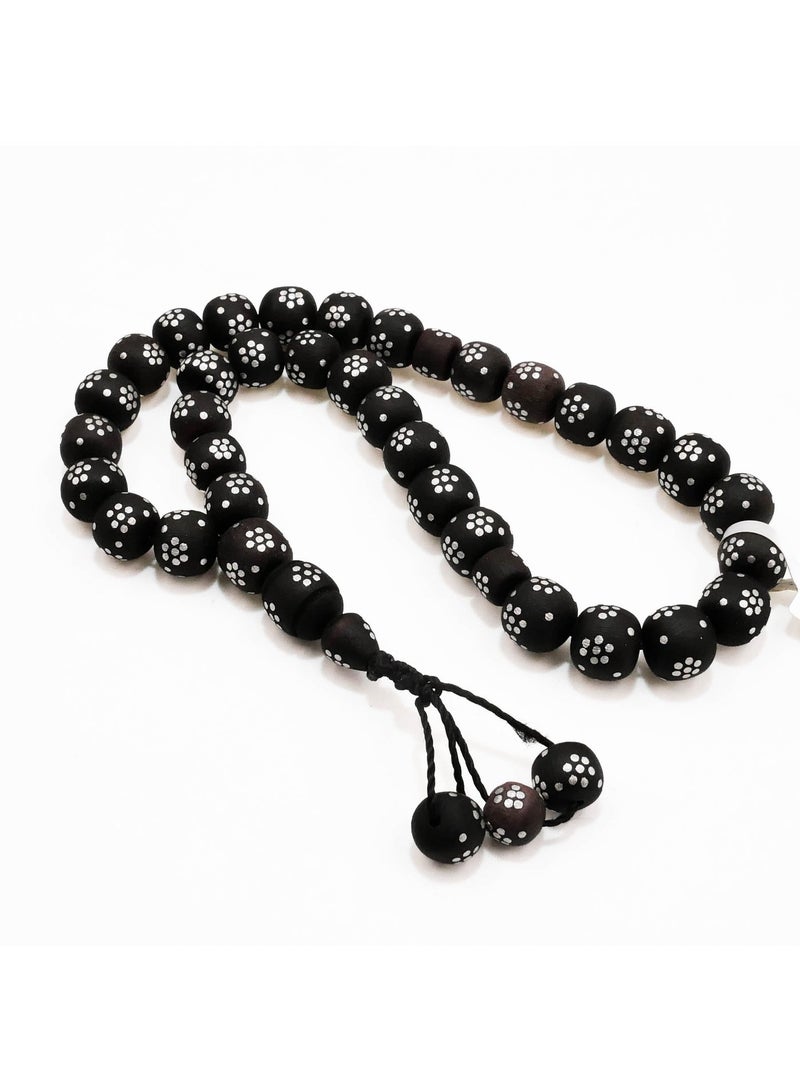 Lebit Tamr Date Pit Rosary Prayer Beads – 33 Beads, 9.5–10mm Round Tasbih - Image 2