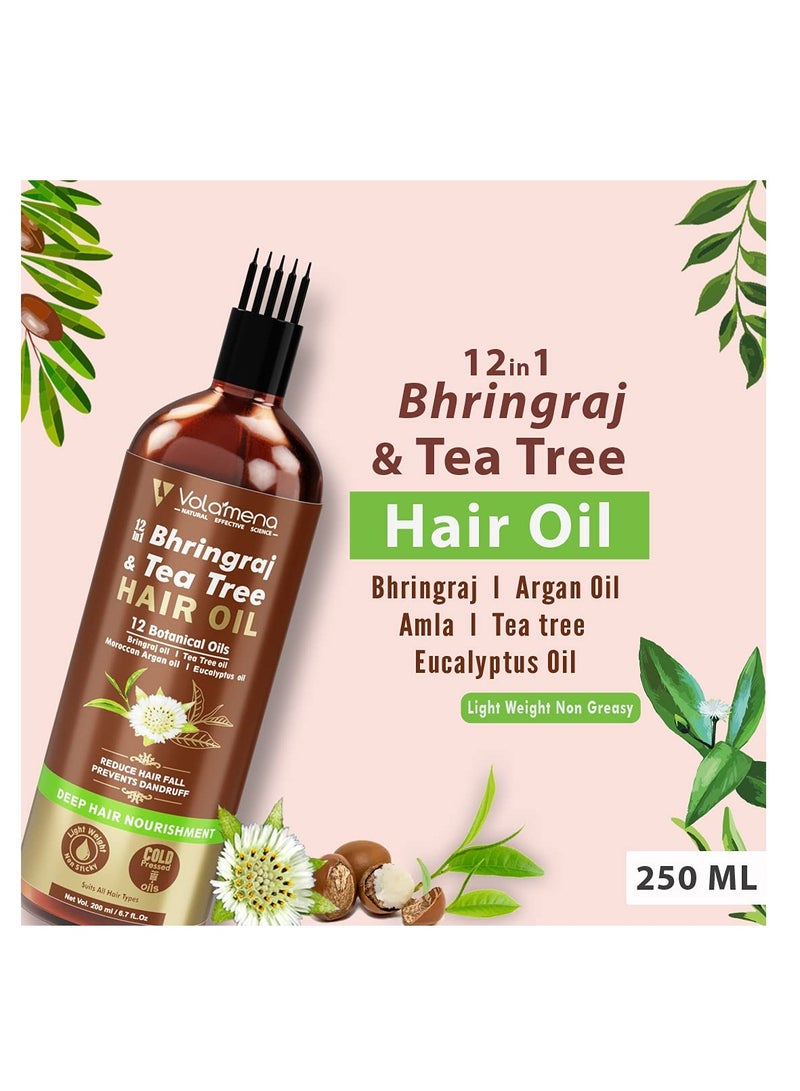 VOLAMENA WITH DEVICE 12 in 1 bhringraj Tea Tree Botanical Cold Pressed Hair Oil 200ml - Image 2