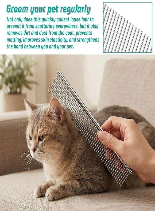 Psiriol 4 Pcs Metal Dog Combs for Grooming Matting, Coarse Pet Butter Comb for Dog ＆ Cat, Stainless Steel Dog Combs, Rounded Corners Prevent Friction and Breakage, Professional Grooming Tool Fit Most Pet Fur - Image 5
