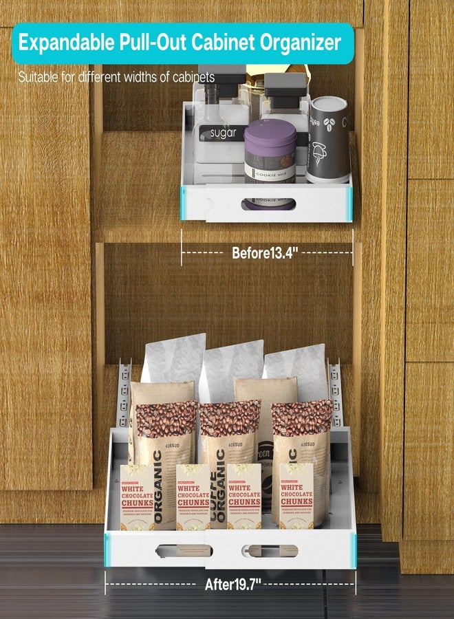 STORKING Expandable Pull Out Cabinet Organizer 21" Deep, Adhesive Pull Out Drawers For Cabinets 12.6"W - 20.5"W, No Drill Pull Out Cabinet Organizer Expandable, Expandablet Drawer For Kitchen, Pantry, Bathroom - Image 2