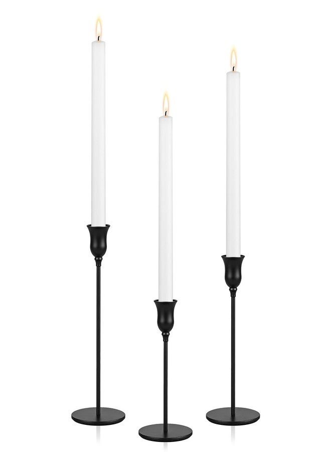 Ohtomber Taper Candle Candlestick Holders - 3PCS Black Metal Pillar Candle Sticks Holder Decor, Vintage Decorative Centerpiece Table Candlesticks Decor for Wedding Fireplace Mantel, Housewarming Gift - Image 1