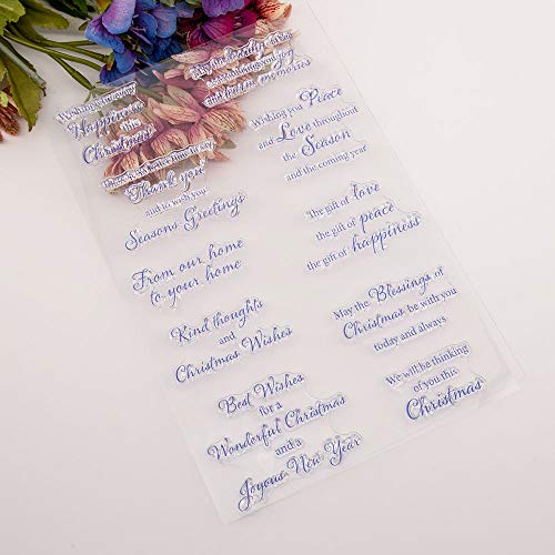 Arbuya Merry Christmas Happy New Year Happy Birthday Verses Phrase Rubber Stamps Clear Stamps for Christmas Card Making Decoration and DIY Scrapbooking Rubber Stamps for Crafts - Image 4