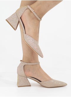 LAMARAPARIS Mibala 6cm heel open waist ankle shimmer strap pointy champagne  - Image 2
