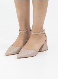 LAMARAPARIS Mibala 6cm heel open waist ankle shimmer strap pointy champagne  - Image 3