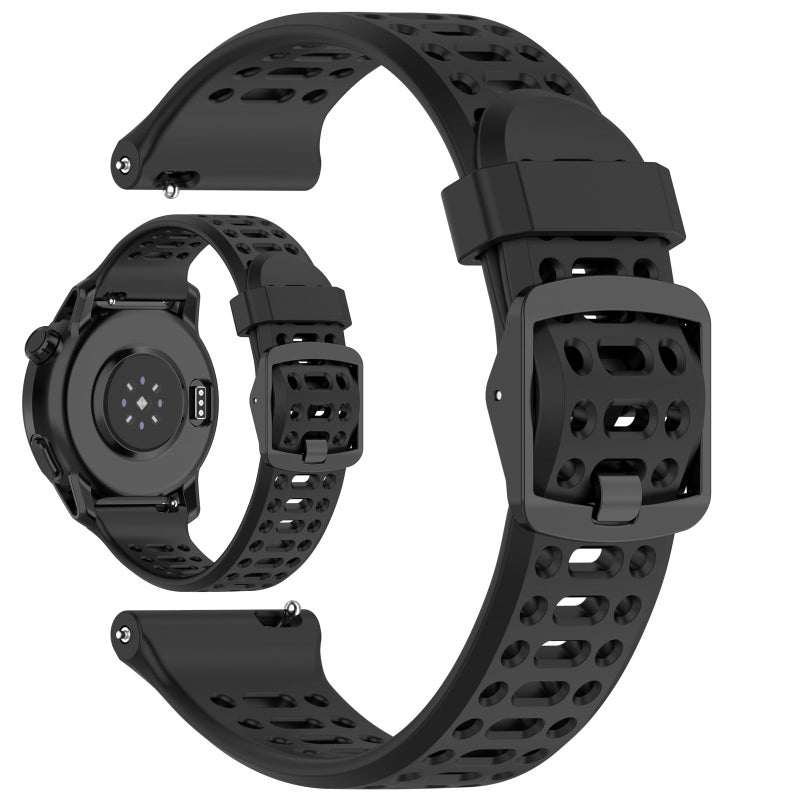 LOKEKE Silicone Replacement Band Compatible with Coros Smartwatch 22mm – Durable Strap (Black) - Image 1