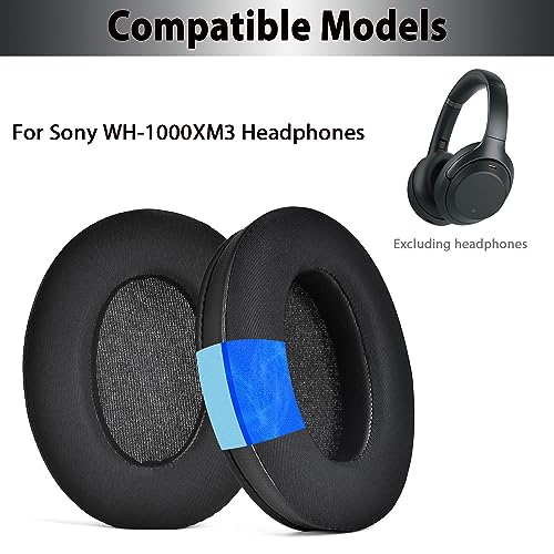 Adhiper وسائد أذن بديلة من Adhiper لسماعات Sony WH-1000XM3 (WH1000XM3) لإلغاء الضوضاء، وسائد مبردة مطورة من جل التبريد مع جلد بروتيني أنعم، عزل الضوضاء مع رغوة الذاكرة (أسود) - Image 3