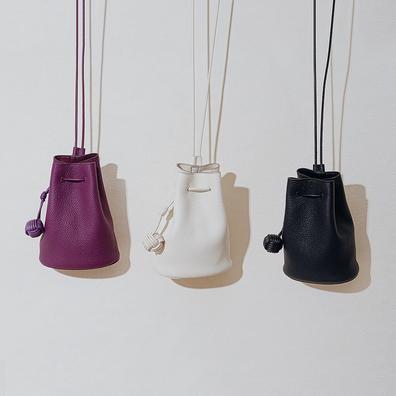 Genuine Leather Bucket Bag – Korean Style Drawstring Crossbody for Women - Image 3