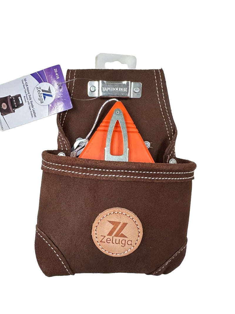 Zeluga 20-418 Heavy Duty Suede Leather Chalk Reel Tool Pouch with Tape Holder, Brown - Image 5