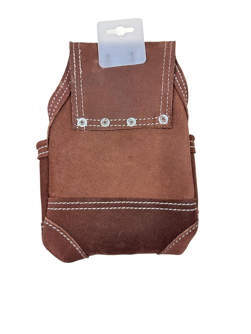Zeluga 20-418 Heavy Duty Suede Leather Chalk Reel Tool Pouch with Tape Holder, Brown - Image 3