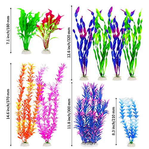 MyLifeUNIT Fish Tank Plants, 10 Pack Artificial Aquarium Plants for Decorations (Blue) - Image 3