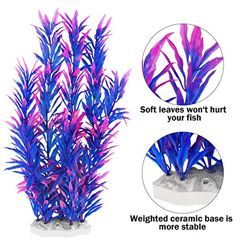 MyLifeUNIT Fish Tank Plants, 10 Pack Artificial Aquarium Plants for Decorations (Blue) - Image 2
