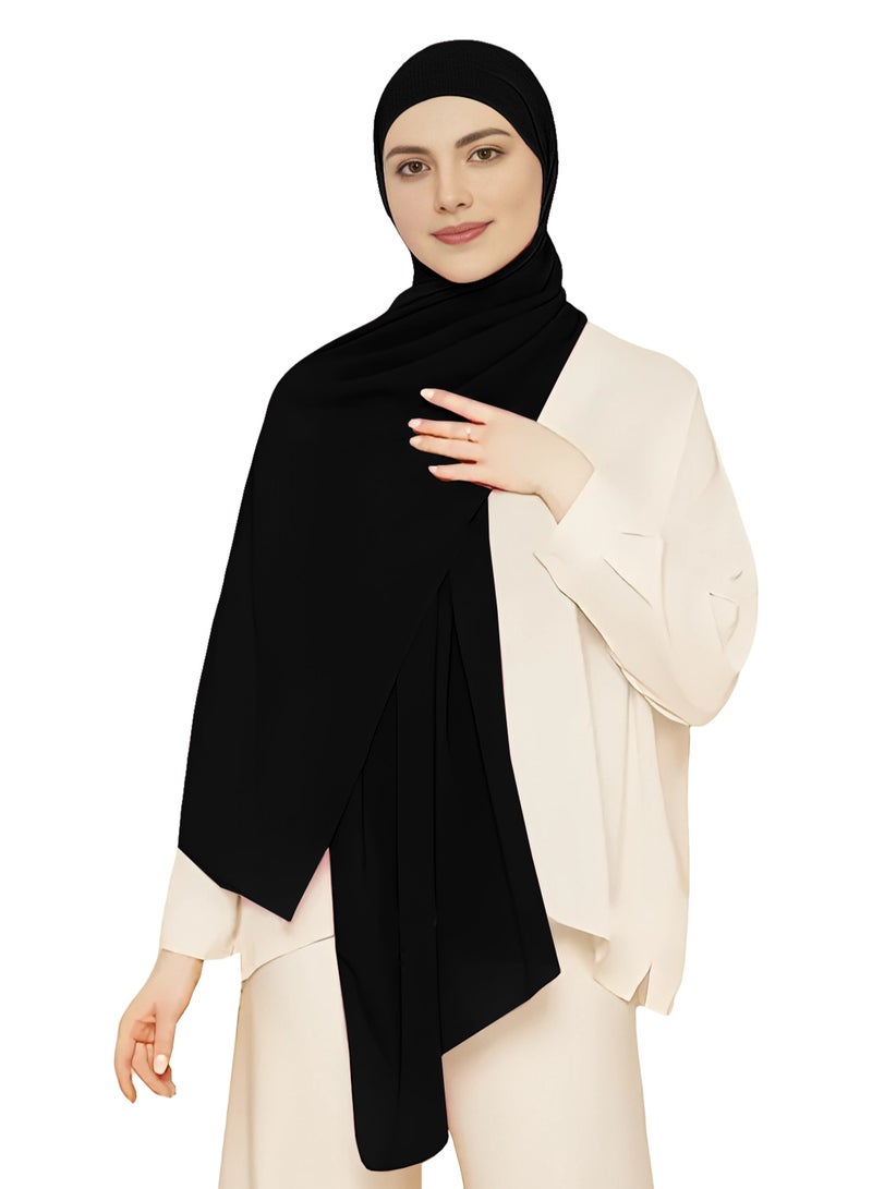 NUKHBAA Chiffon Black color Hijab-H5 