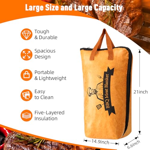 Bolycen BBQ Blanket for Resting MeatAir FryerDoughKitchenSmoker Accessories Party Picnic CampingInsulated Bag for BrisketPork ShoulderTurkeyAnniversary Birthday Gift for Men 21in - Image 3