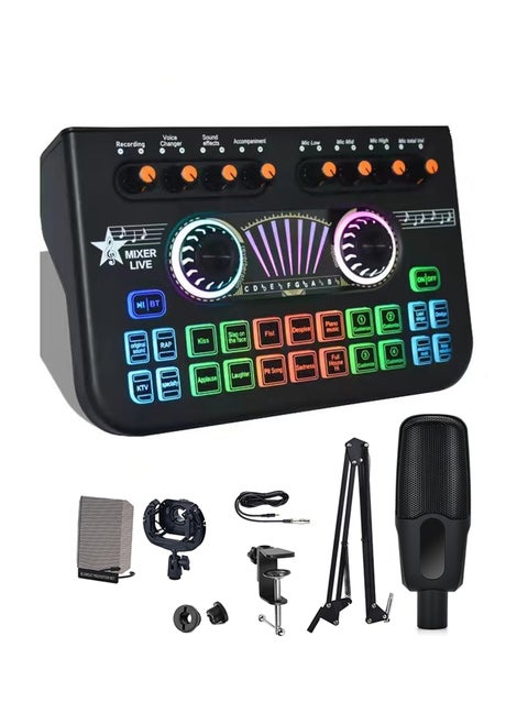 X3 Live Sound Card Audio Mixer Professional Sound Card Audio System Intelligent Volume Adjustable Audio Mixer With Bluetooth Mixer Board Black